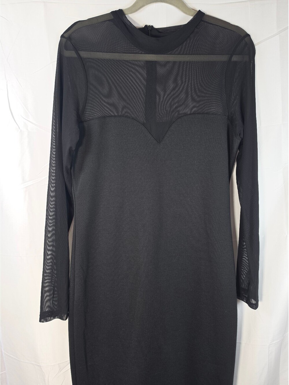 Kardashian Kollection Black Bodycon Dress Sheer Mesh Long Sleeve Size L